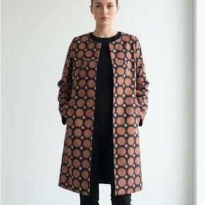 Anonyme mod retro brown & pink circle print lightweight jacket - size Small (S)